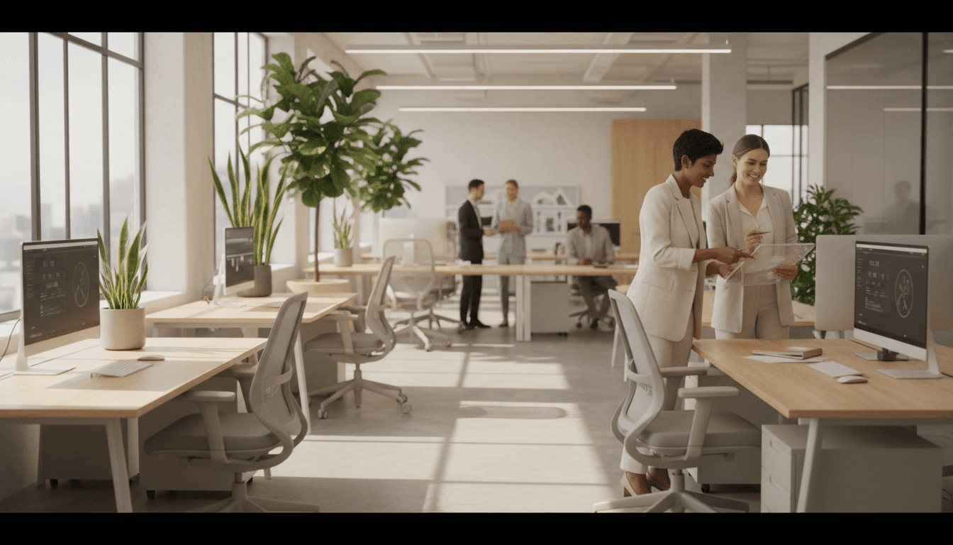 Diverse Fachkräfte bei der Zusammenarbeit in modernem Büro